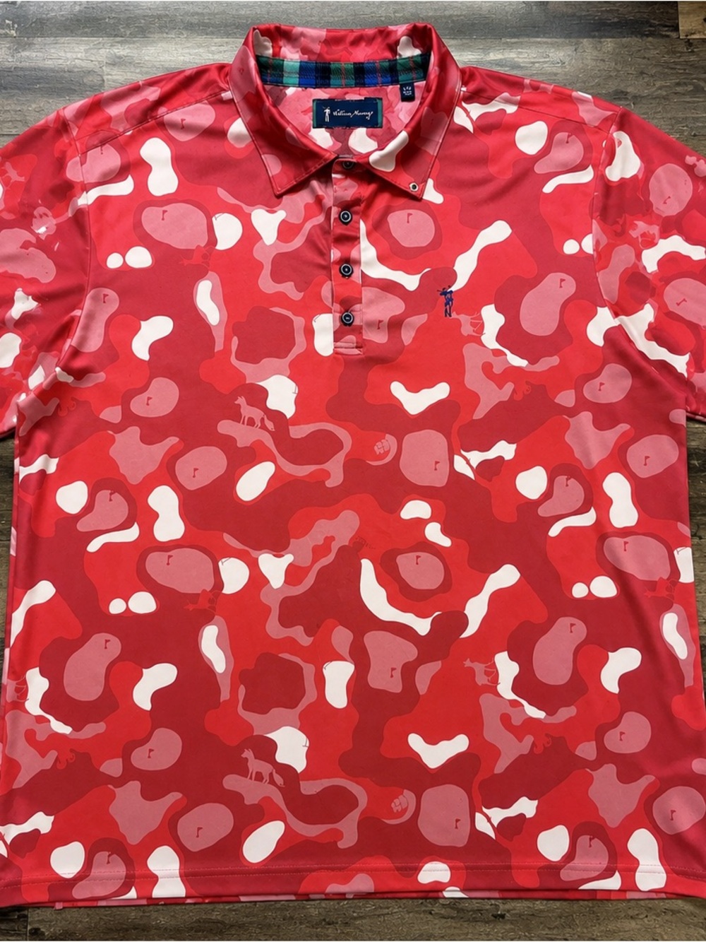 William Murray Golf Red and White Camo Performance Polo